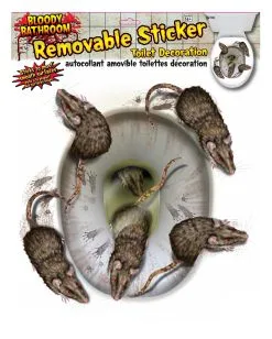 3D Toilettendeckel Sticker Mit Blutigen Ratten