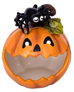 Angebote Halloween Deko Store 9 Grinsender Kürbis Keramik Süßigkeiten Schale 21cm