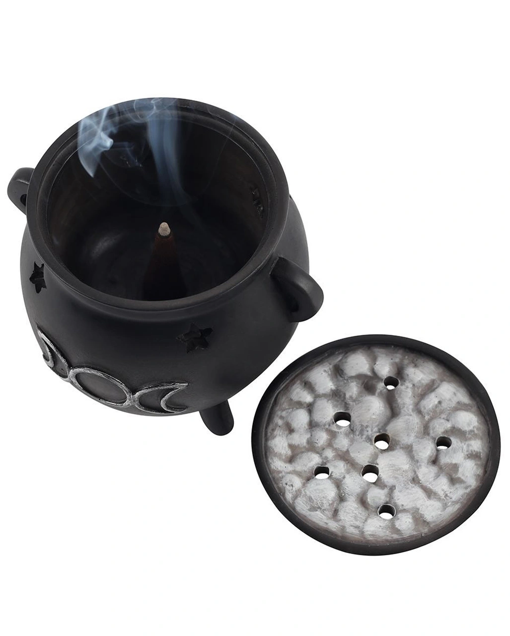 Hexenkessel Mit Dreifach-Mond Räucherkegel Halter 5 Hexenkessel Mit Dreifach-Mond Räucherkegel Halter – Bild 3