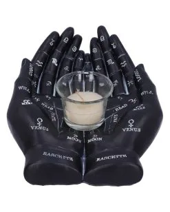 Schwarze Chiromantie-Hände Teelichthalter