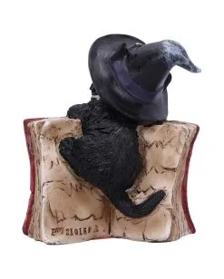 Schwarzes Hexenkätzchen Mit Rotem Zauberbuch 8,2cm -Angebote Halloween Deko Store schwarze hexenkatze mit rotem zauberbuch black witchs cat familiar with red grimoire gothic deko und figuren 52417 4