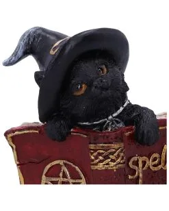Schwarzes Hexenkätzchen Mit Rotem Zauberbuch 8,2cm -Angebote Halloween Deko Store schwarze hexenkatze mit rotem zauberbuch black witchs cat familiar with red grimoire gothic deko und figuren 52417 5