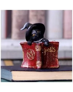 Schwarzes Hexenkätzchen Mit Rotem Zauberbuch 8,2cm -Angebote Halloween Deko Store schwarze hexenkatze mit rotem zauberbuch black witchs cat familiar with red grimoire gothic deko und figuren 52417 6