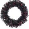 Halloween Kranz Mit LED Schwarz-orange 60cm 1 Halloween Kranz Mit LED Schwarz-orange 60cm -Angebote Halloween Deko Store schwarzer halloween kranz mit orangen leds 60cm black halloween wreath with orange led lights 54294