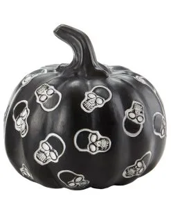 Kürbis Mit Totenschädeln Schwarz 13cm