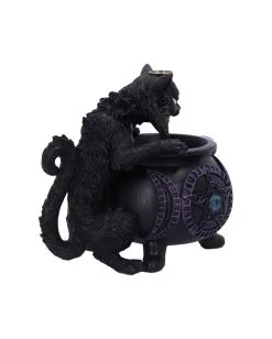Spite's Hexenkessel Backflow Räucherkegelhalter -Angebote Halloween Deko Store spites hexenkessel raeucherkegelhalter gothic und halloween wohnungsdeko cat with cauldron backflow incense burner 51792