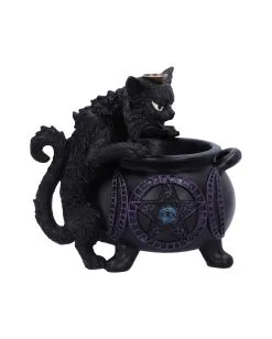 Spite's Hexenkessel Backflow Räucherkegelhalter -Angebote Halloween Deko Store spites hexenkessel raeucherkegelhalter gothic und halloween wohnungsdeko cat with cauldron backflow incense burner 51792 4