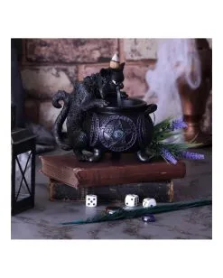 Spite's Hexenkessel Backflow Räucherkegelhalter -Angebote Halloween Deko Store spites hexenkessel raeucherkegelhalter gothic und halloween wohnungsdeko cat with cauldron backflow incense burner 51792 5